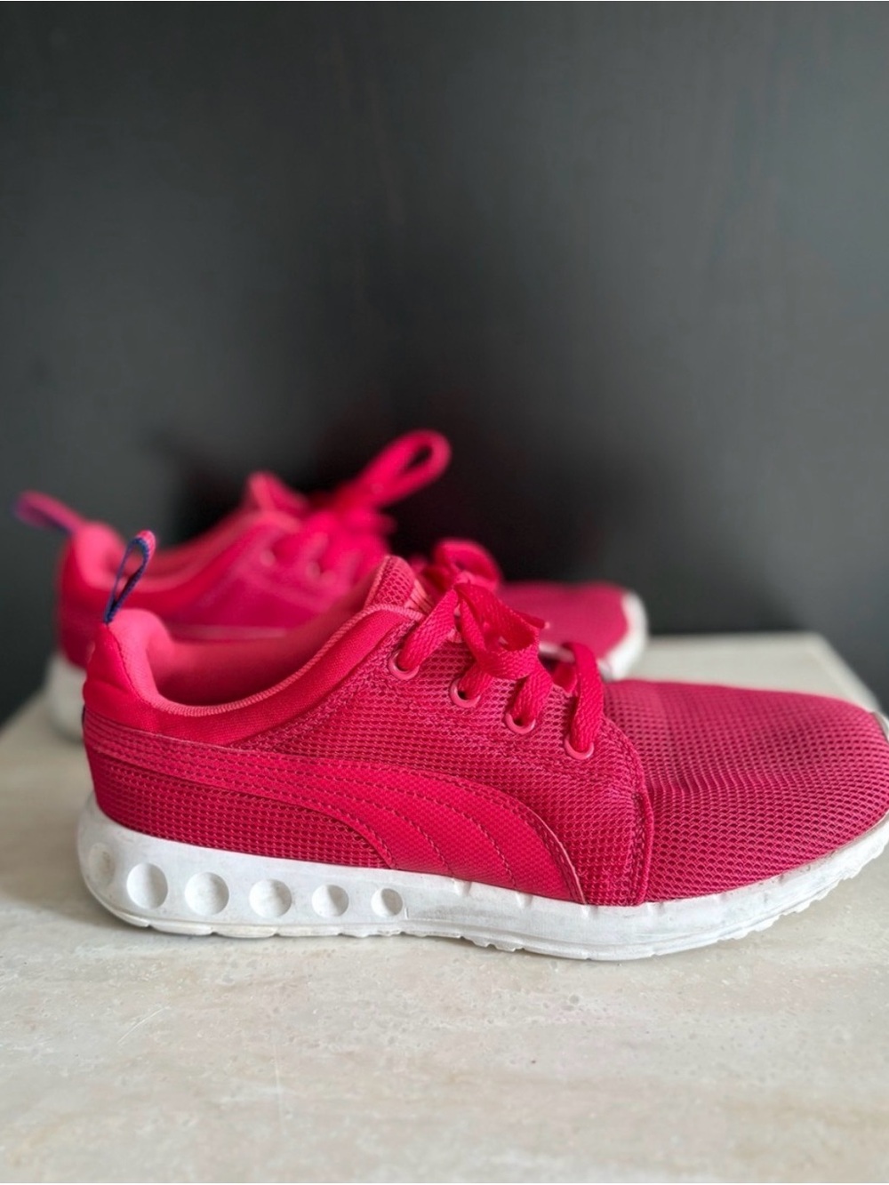 Puma Vibrant Pink Mesh Athletic Sneakers